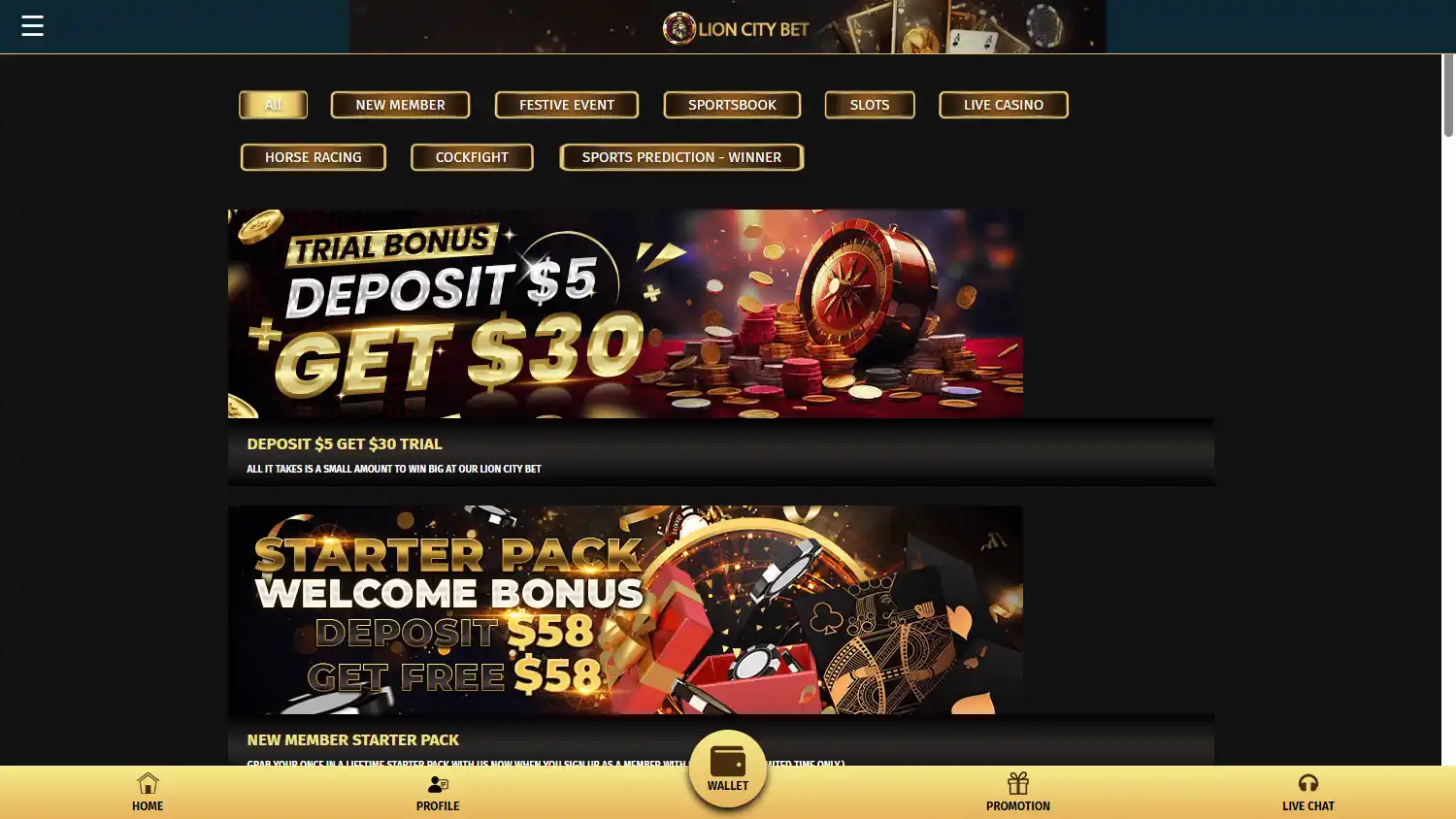 Lion City Bet Casino screenshot 3