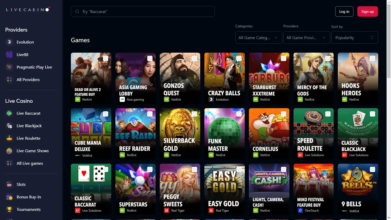 Livecasino.io Casino screenshot 2