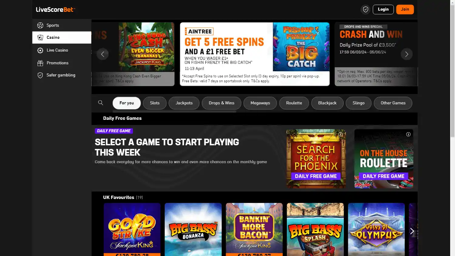LiveScore Bet Casino screenshot 2