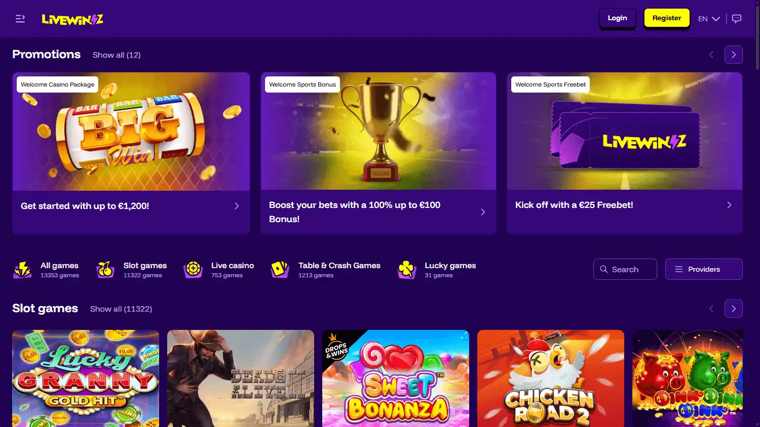LiveWinz Casino screenshot 1
