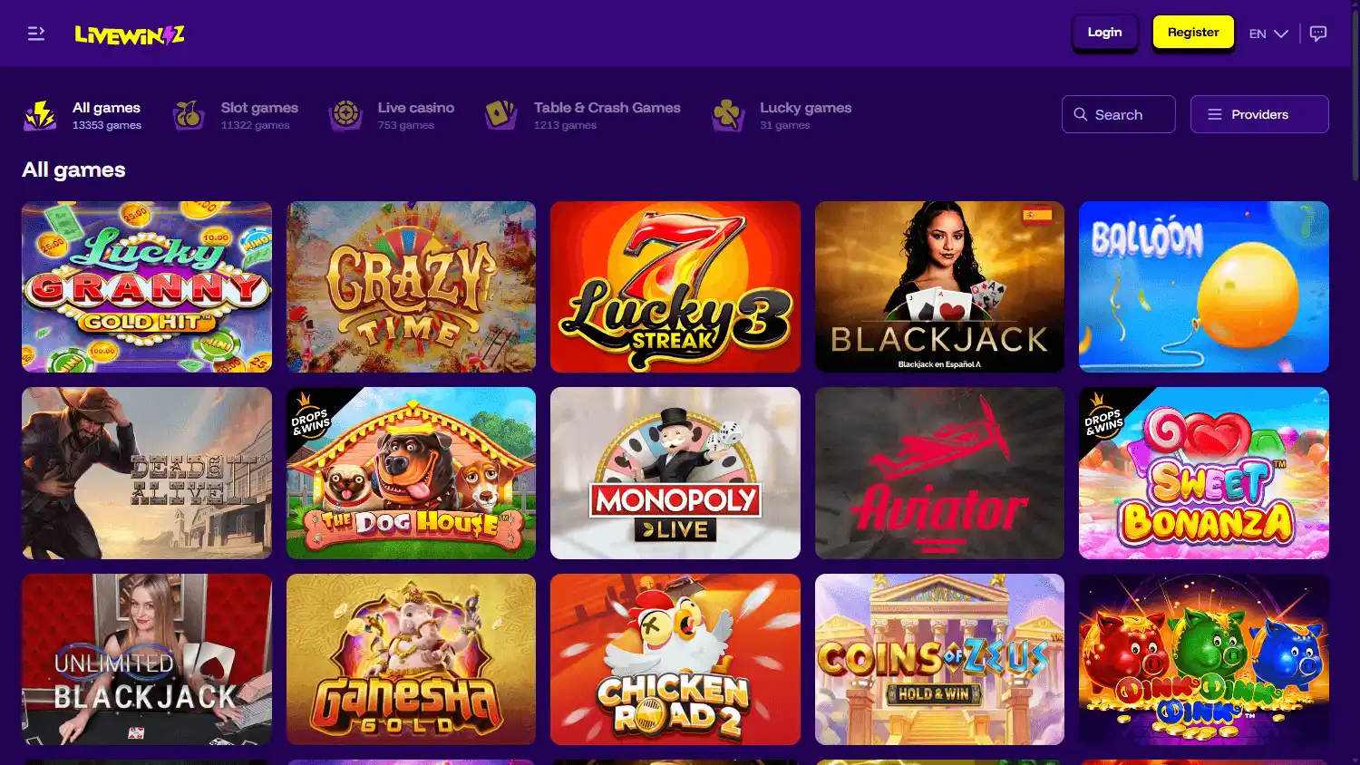 LiveWinz Casino screenshot 2
