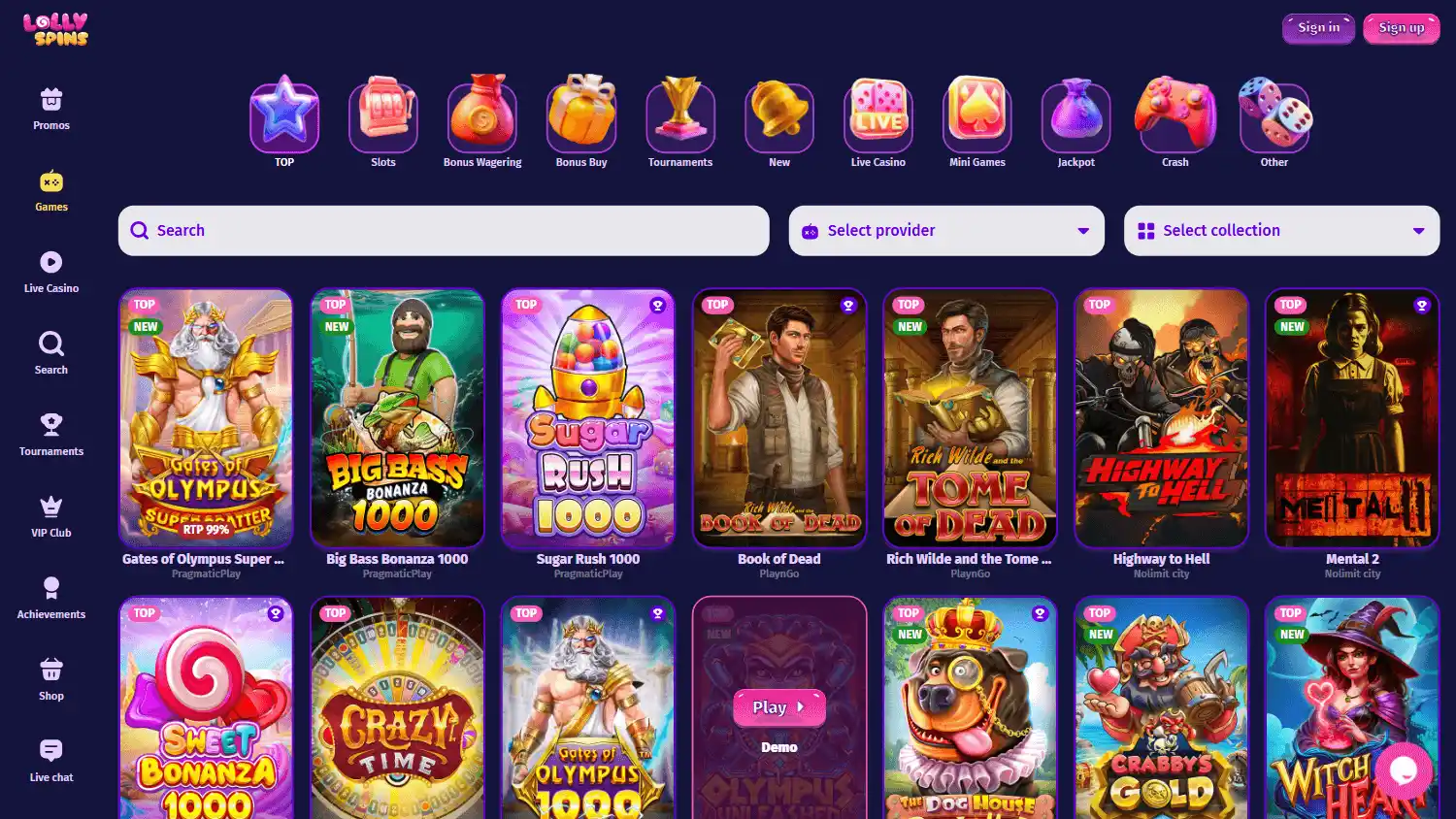 Lolly Spins Casino screenshot 2