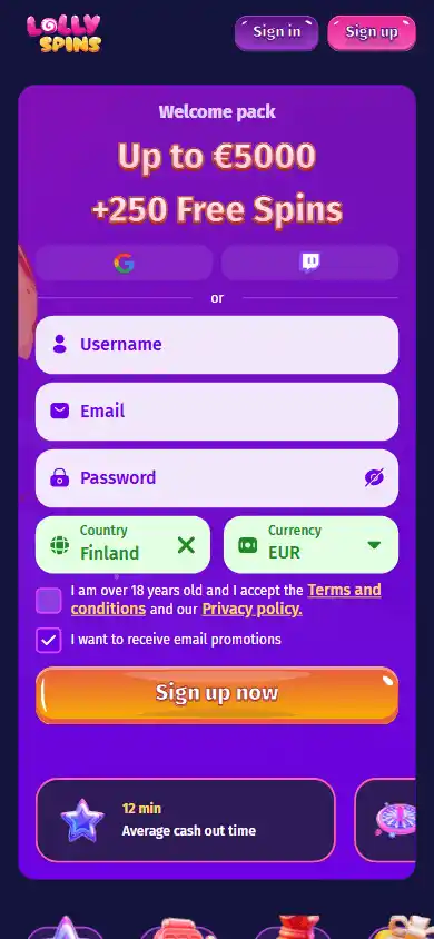 Lolly Spins Casino screenshot 4