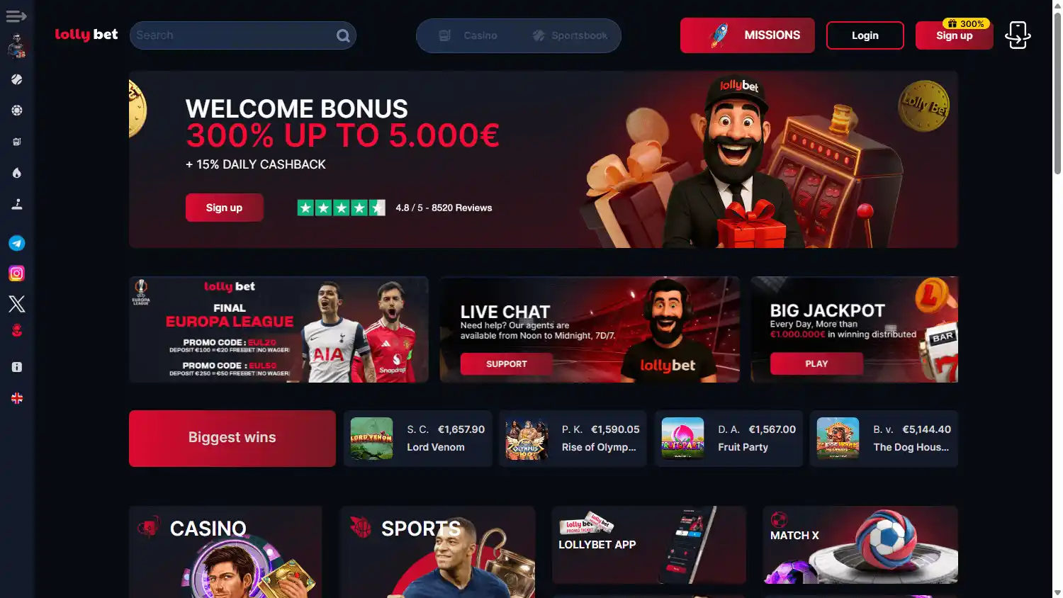 Lolly Bet Casino screenshot 1