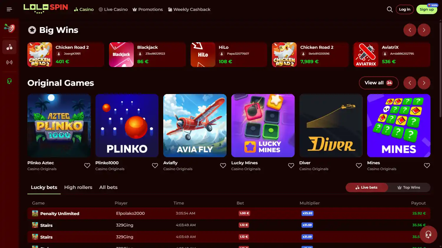 Lolospin Casino screenshot 1