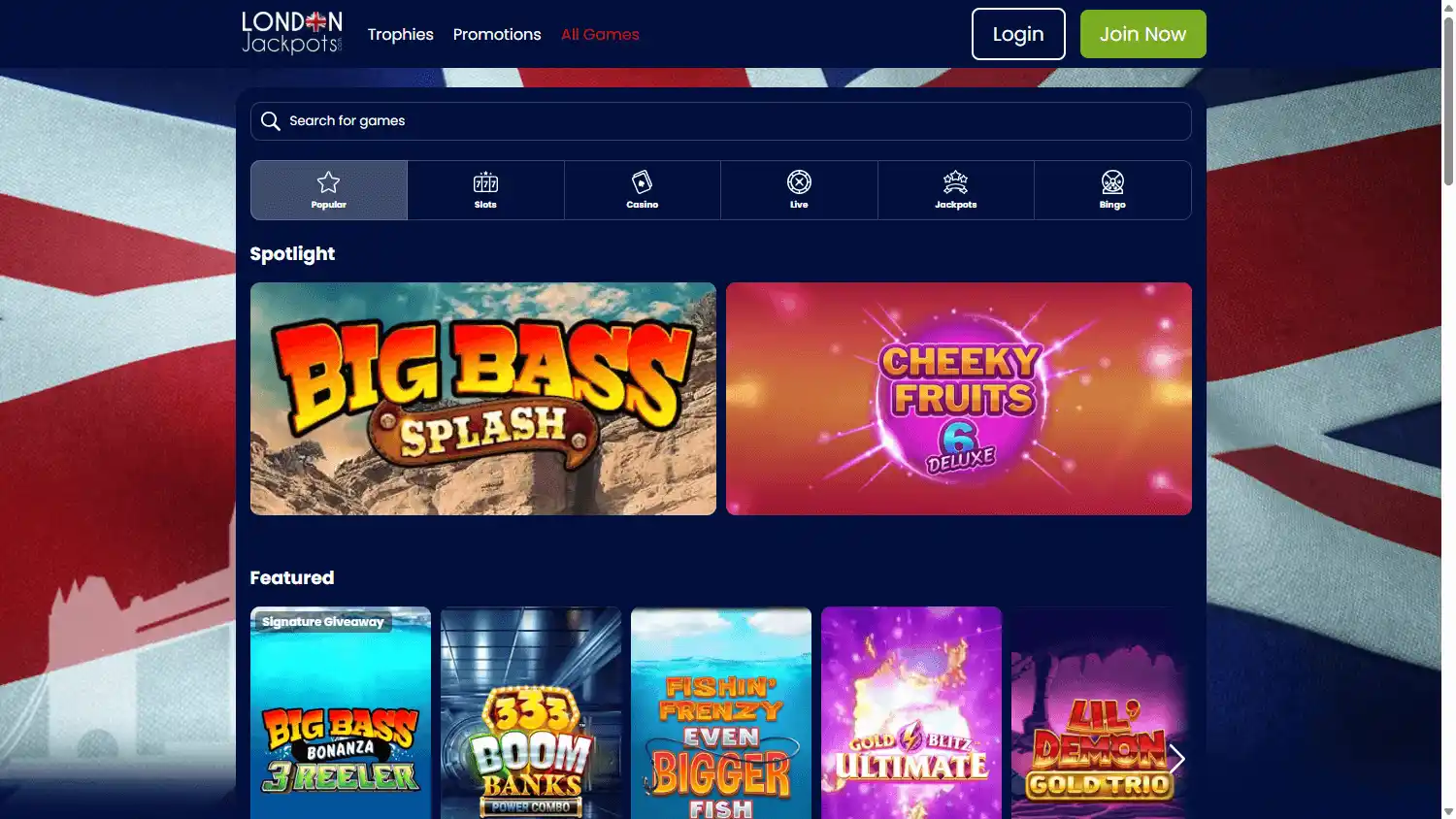 London Jackpots Casino screenshot 2