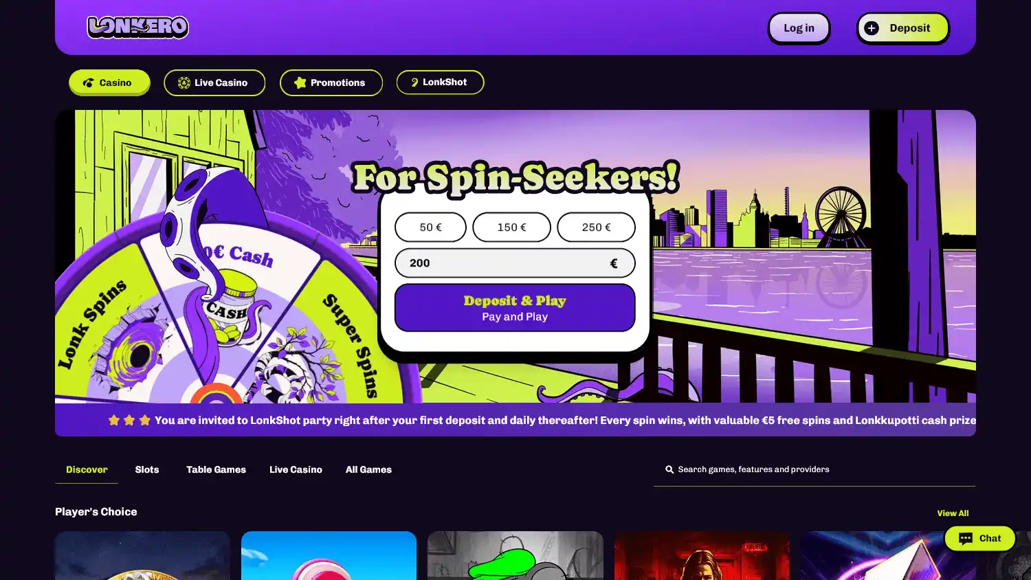 Lonkero casino screenshot 1