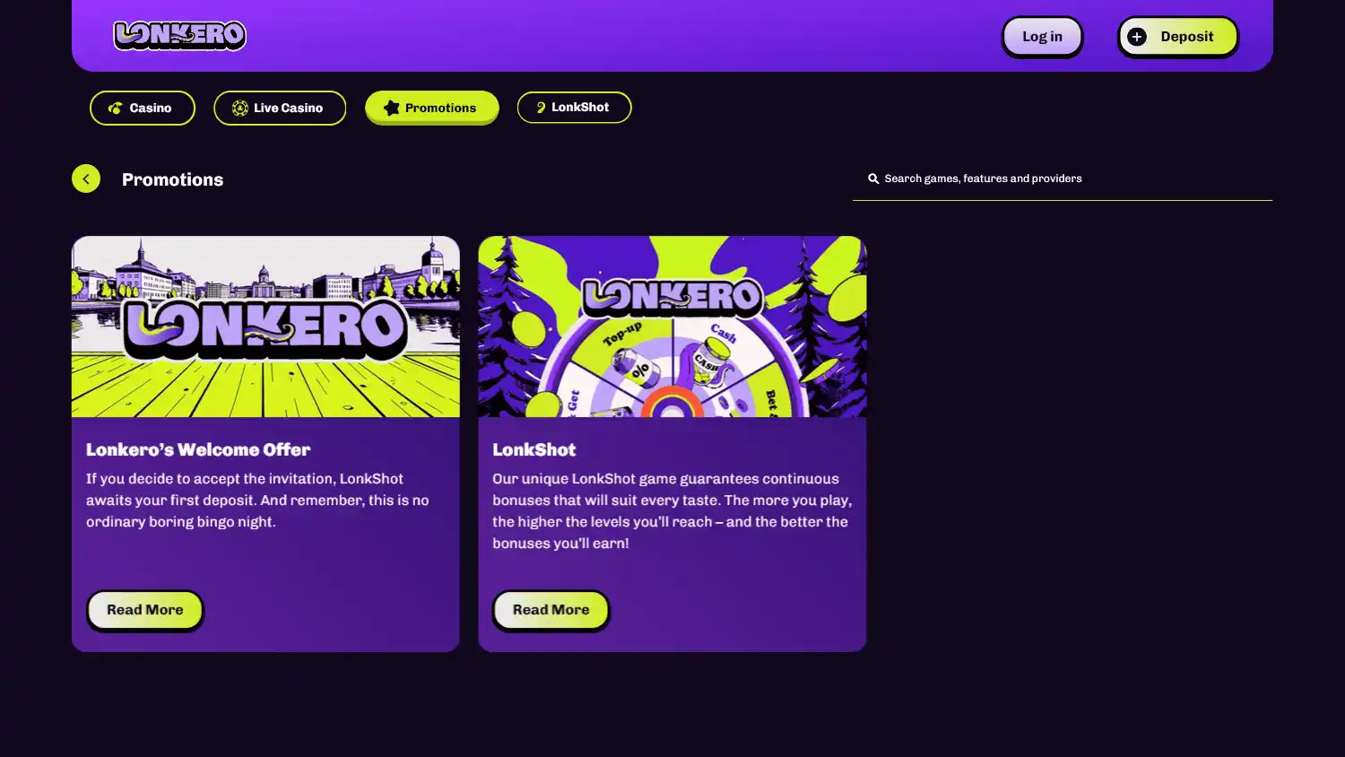 Lonkero casino screenshot 2