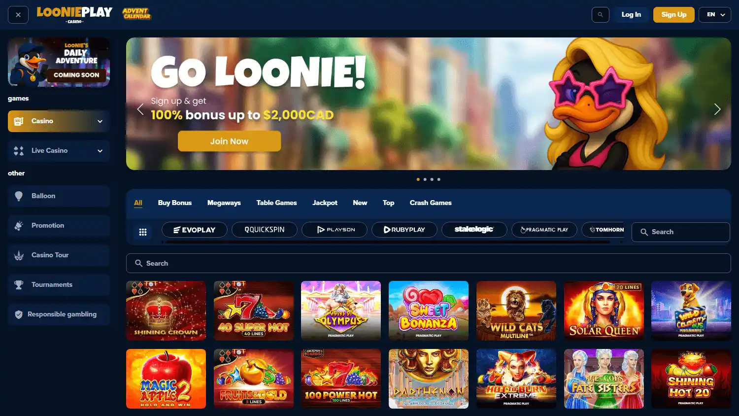 Loonieplay Casino screenshot 2