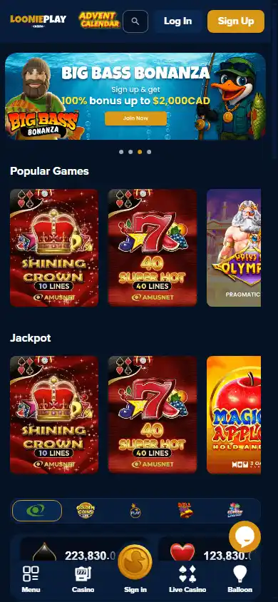 Loonieplay Casino screenshot 3