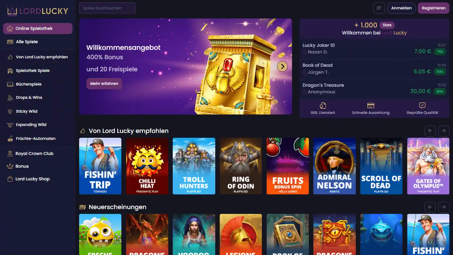 Lord Lucky Casino DE screenshot 2