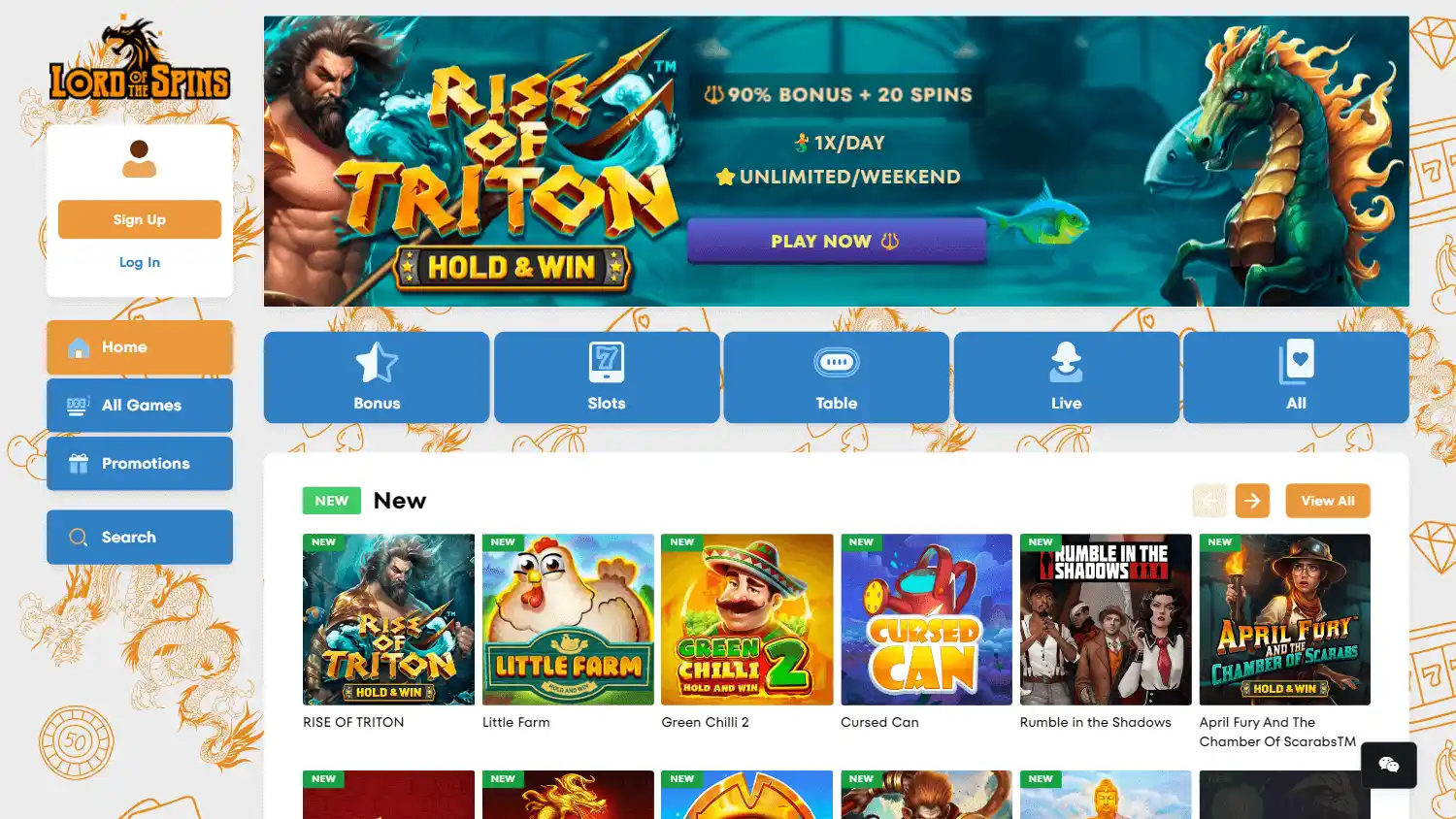 Lord of the Spins Casino screenshot 1