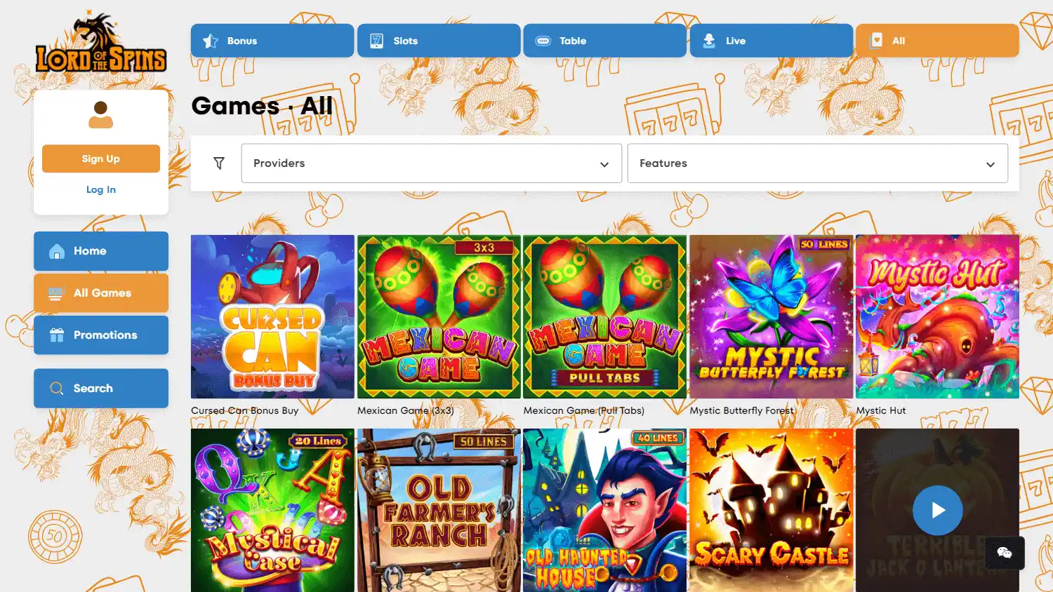 Lord of the Spins Casino screenshot 2