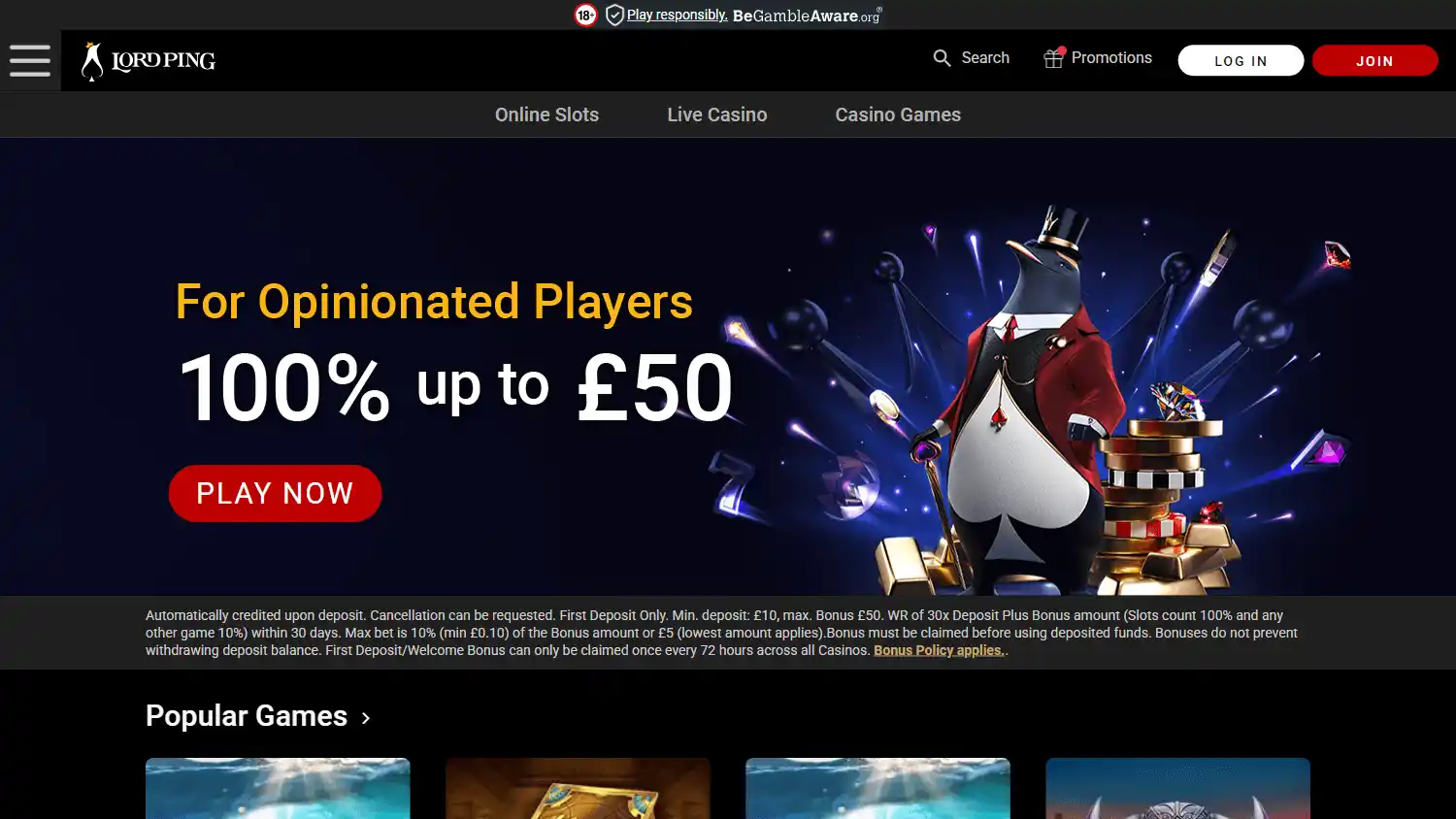Lord Ping Casino UK screenshot 1