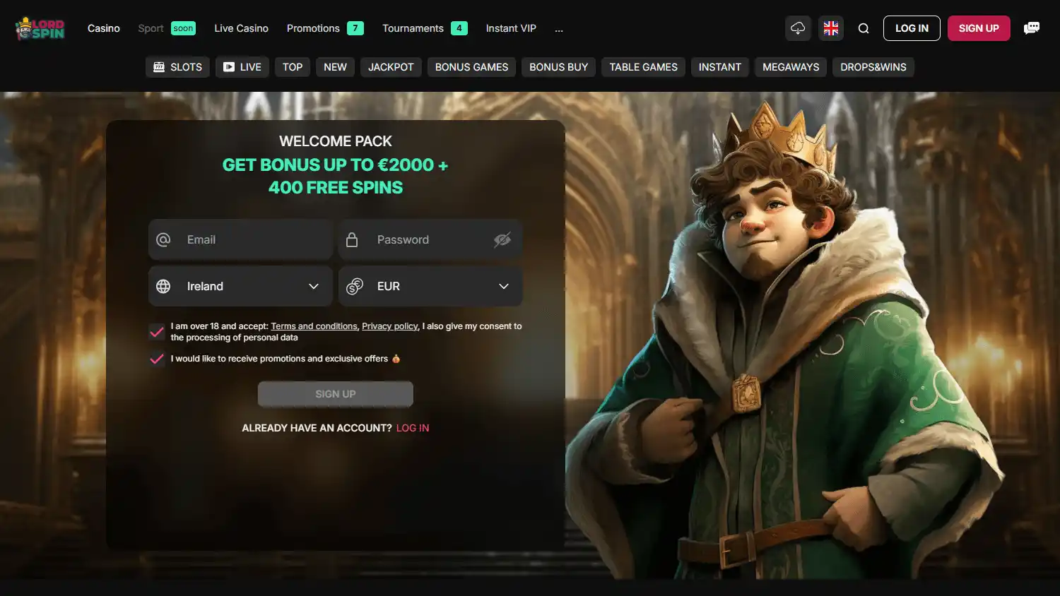 LordSpin Casino screenshot 1