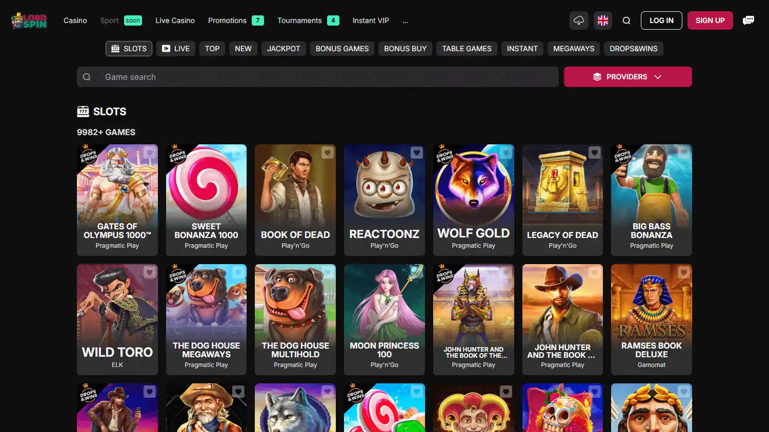 LordSpin Casino screenshot 2