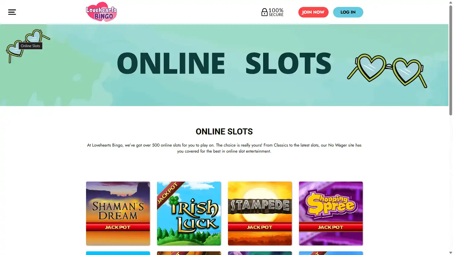 Lovehearts Bingo Casino screenshot 2
