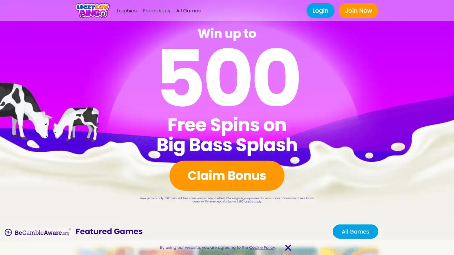 Lucky Cow Bingo Casino screenshot 1