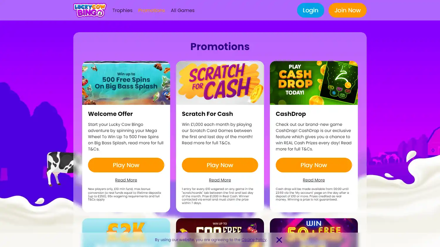 Lucky Cow Bingo Casino screenshot 3