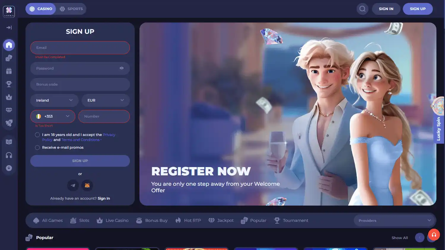 Lucky Friends Casino screenshot 1