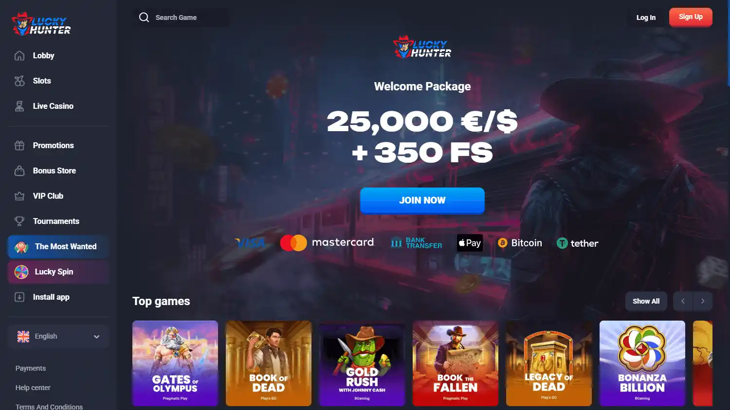 Lucky Hunter Casino screenshot 1