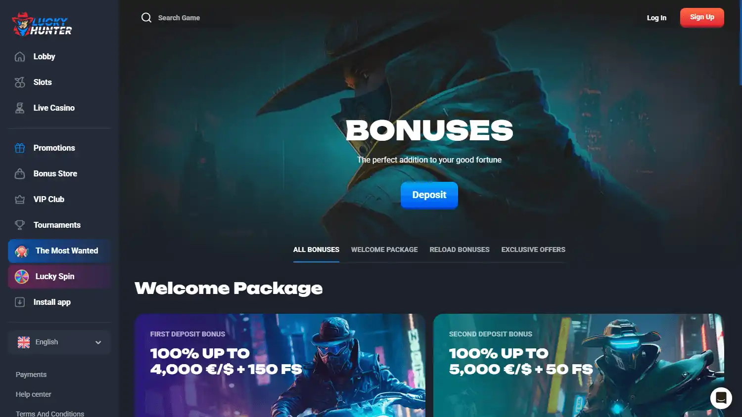 Lucky Hunter Casino screenshot 3