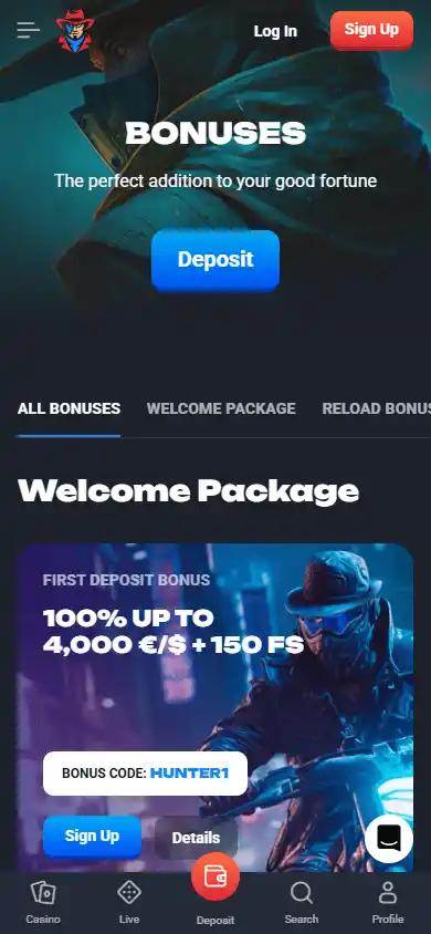 Lucky Hunter Casino screenshot 6