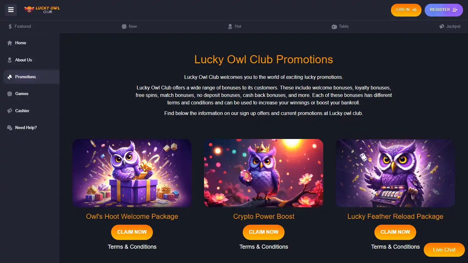 Lucky Owl Club Casino screenshot 2