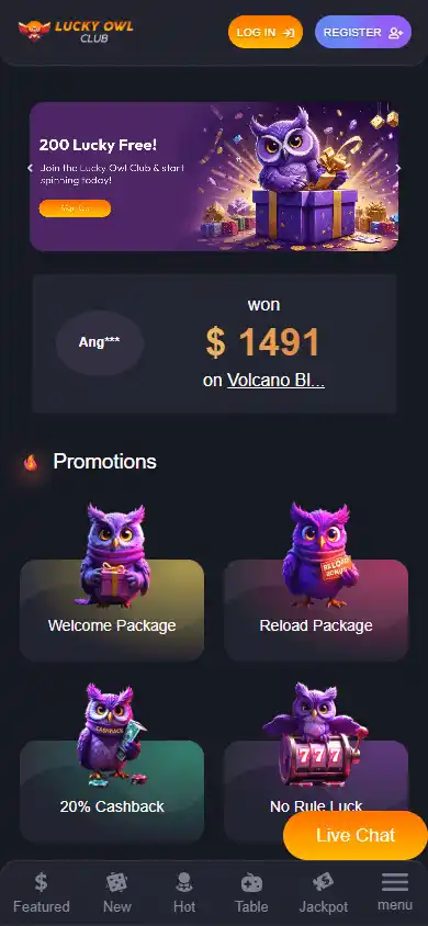 Lucky Owl Club Casino screenshot 3