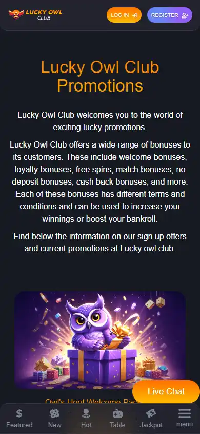 Lucky Owl Club Casino screenshot 4