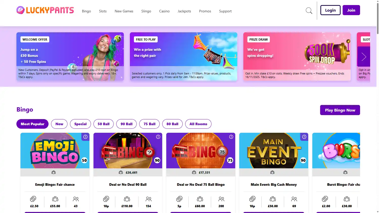 Lucky Pants Bingo Casino screenshot 1
