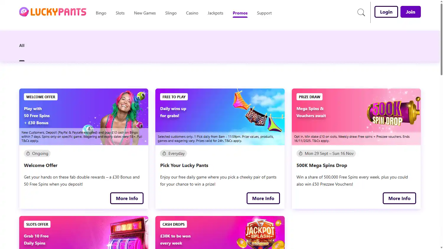 Lucky Pants Bingo Casino screenshot 3