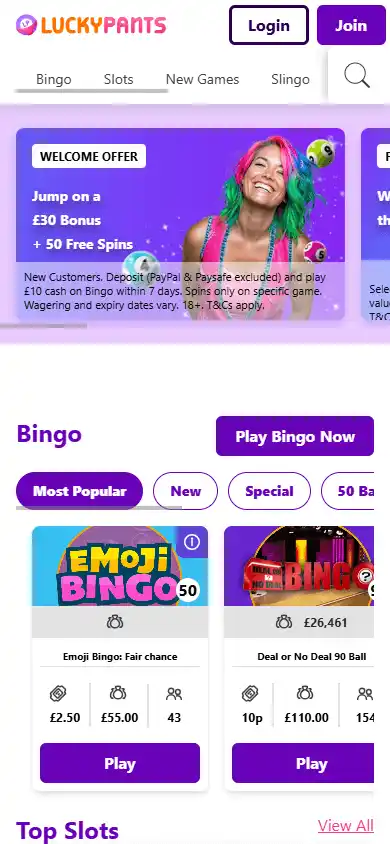 Lucky Pants Bingo Casino screenshot 4