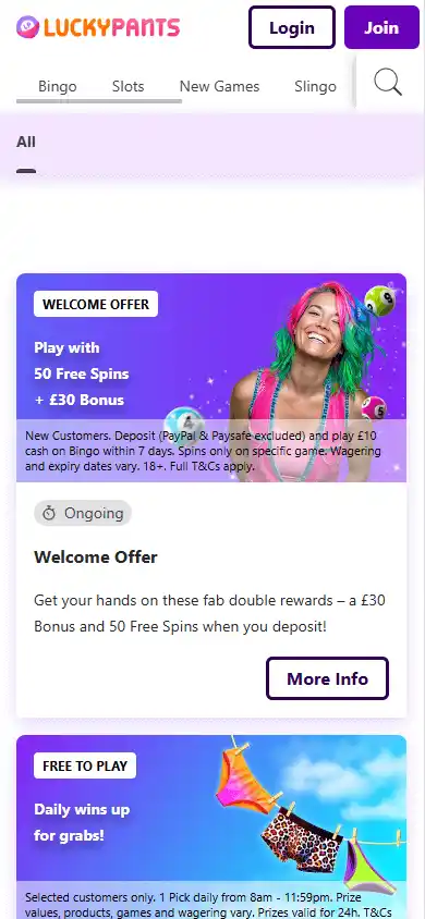 Lucky Pants Bingo Casino screenshot 6