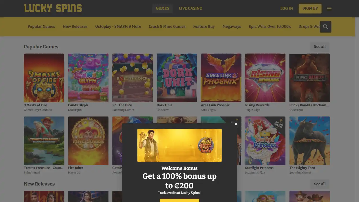 Lucky Spins Casino screenshot 2