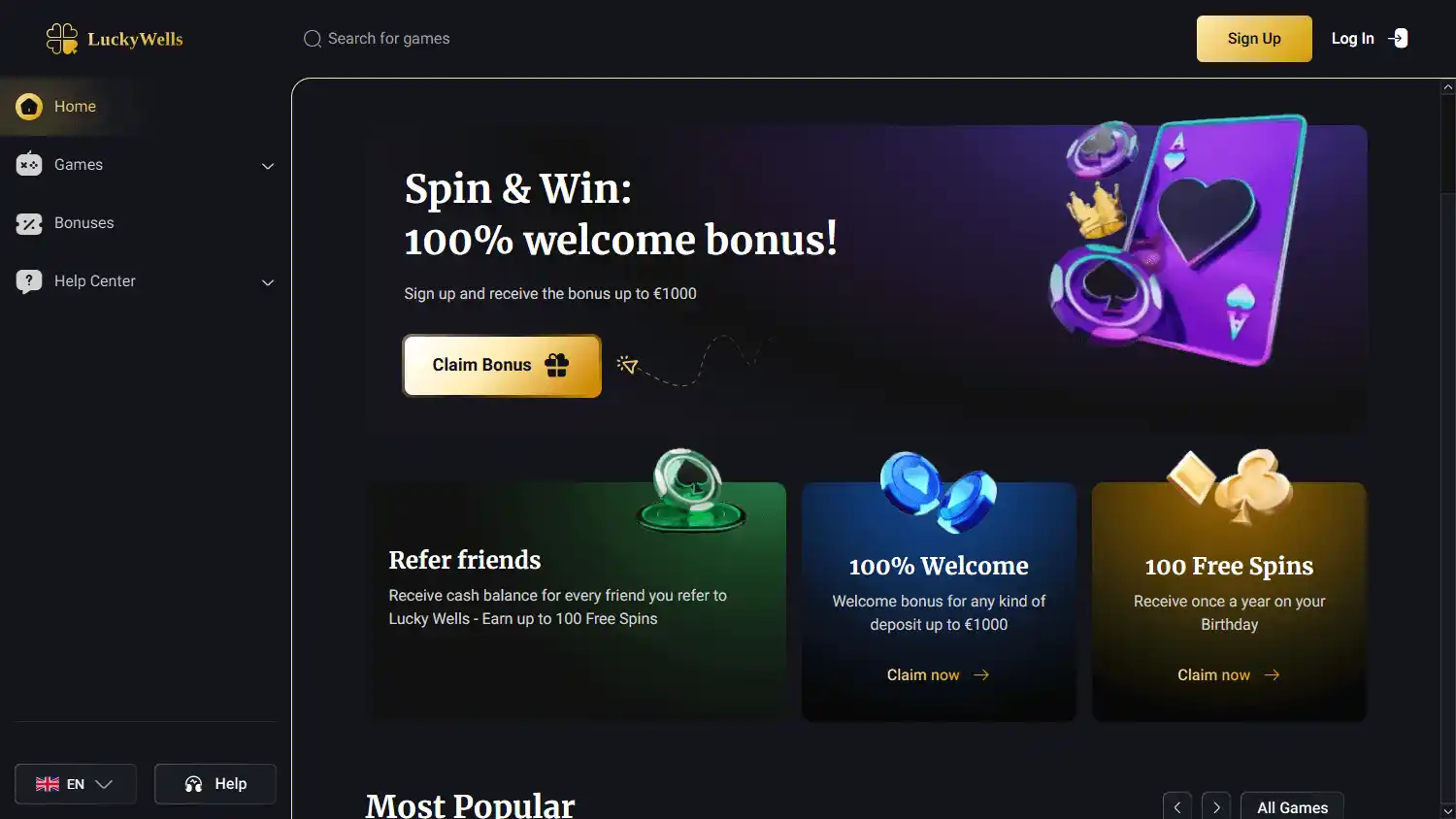 Lucky Wells Casino screenshot 1