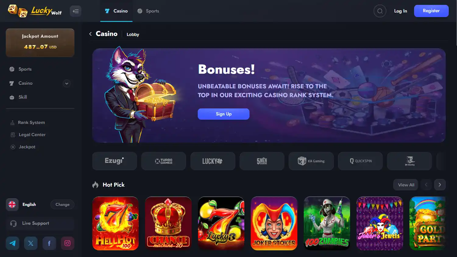 Lucky Wolf Casino screenshot 2