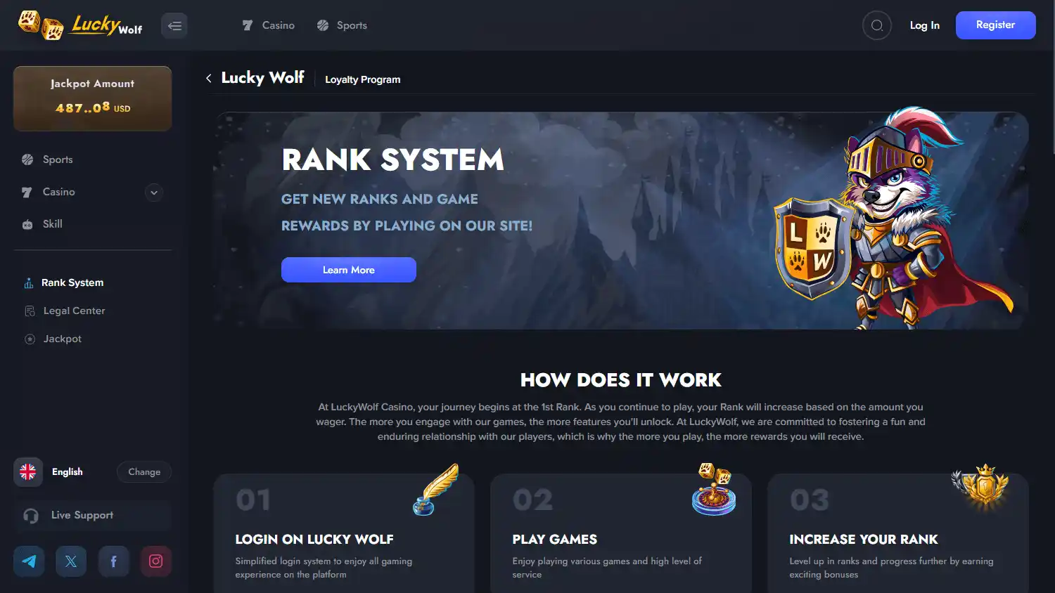 Lucky Wolf Casino screenshot 3
