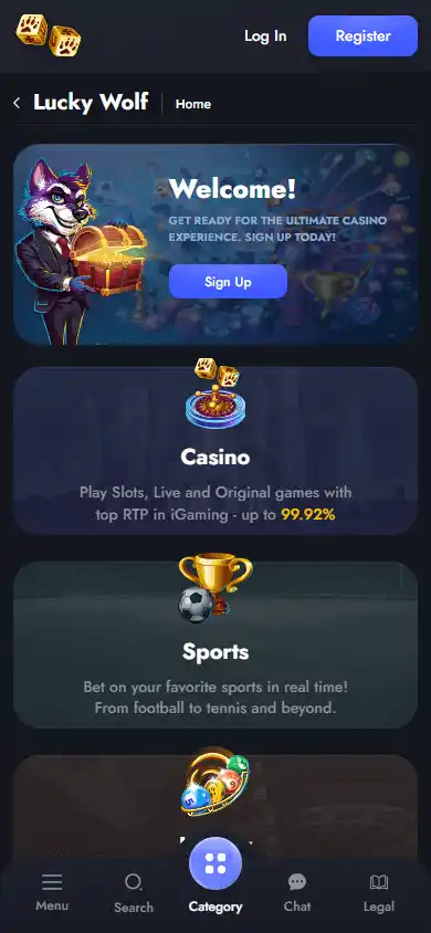 Lucky Wolf Casino screenshot 4