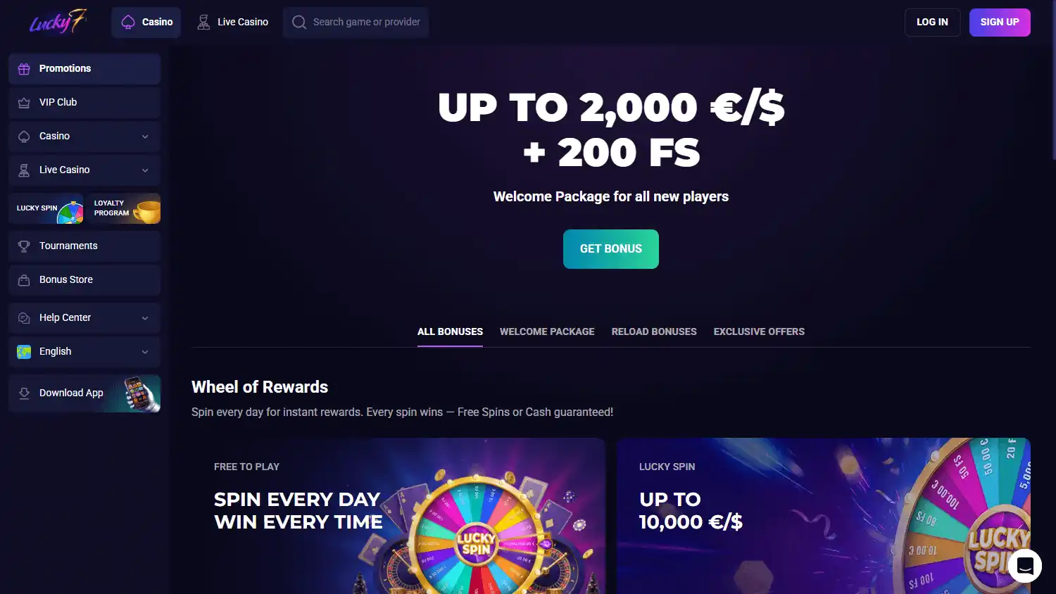 Lucky7even Casino screenshot 3