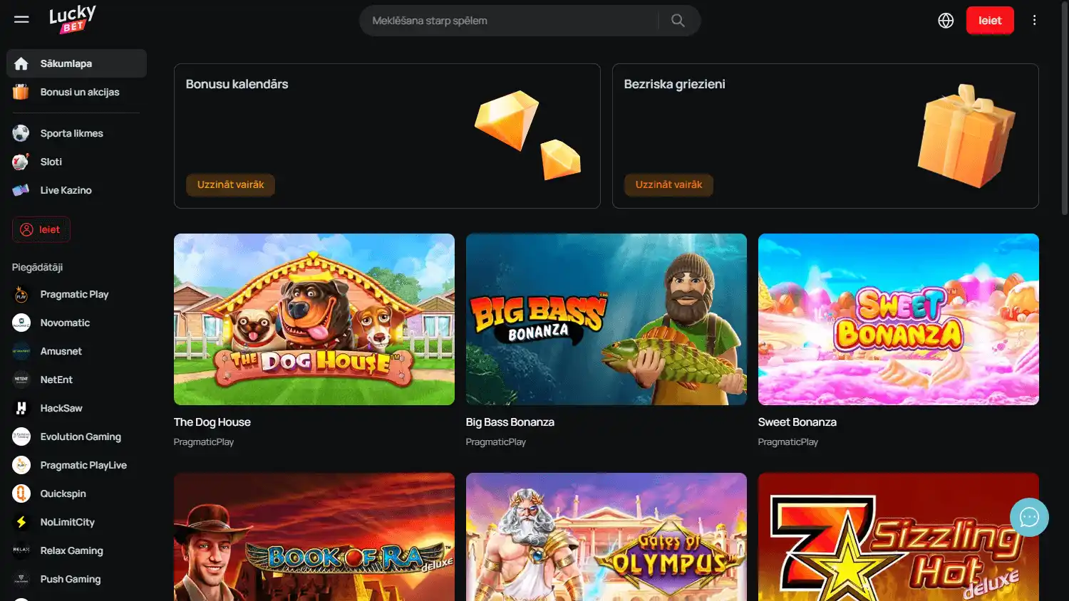 Luckybet.lv Casino screenshot 1
