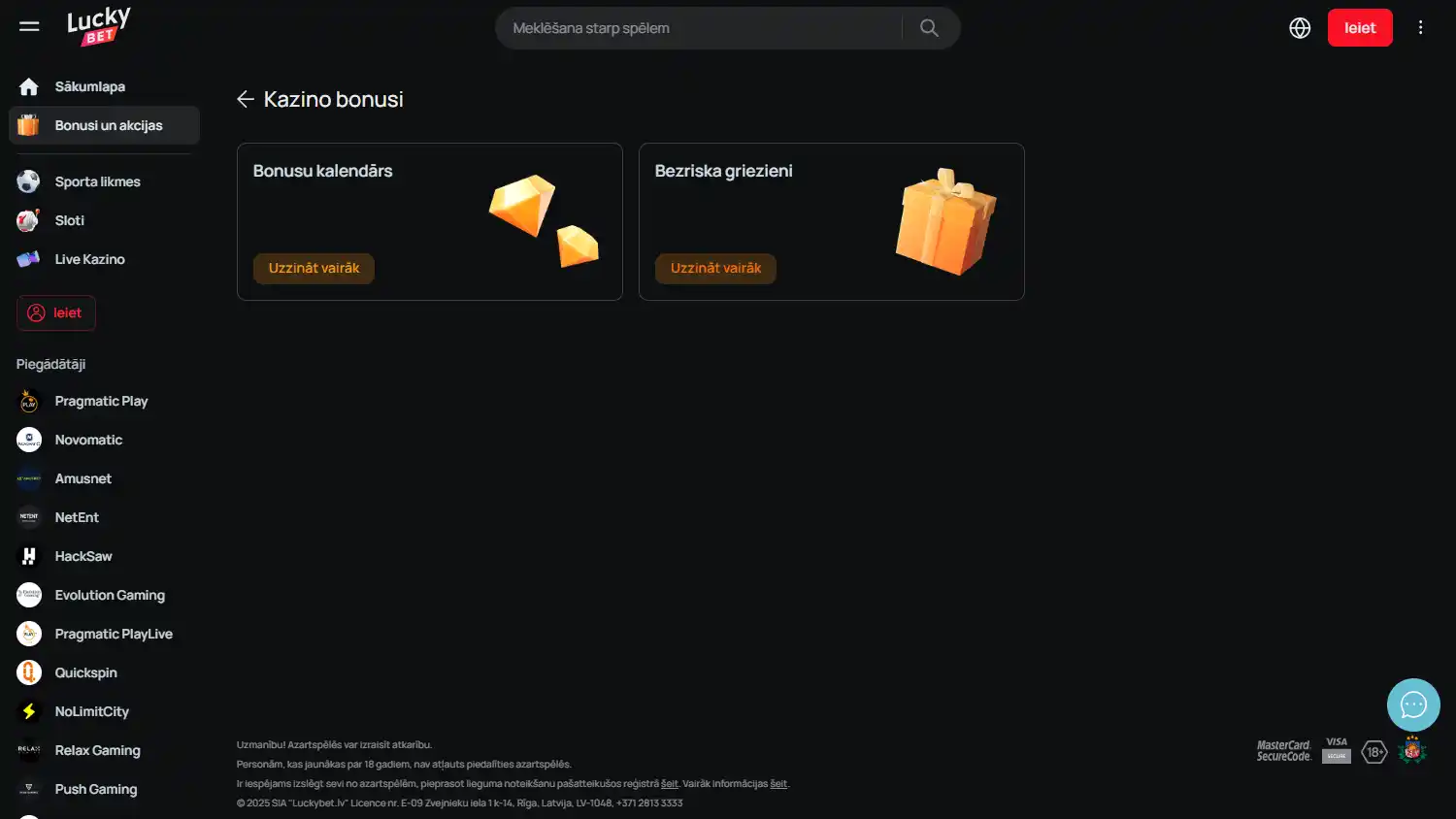 Luckybet.lv Casino screenshot 3