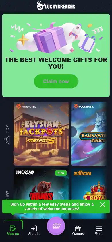 Luckybreaker Casino screenshot 2