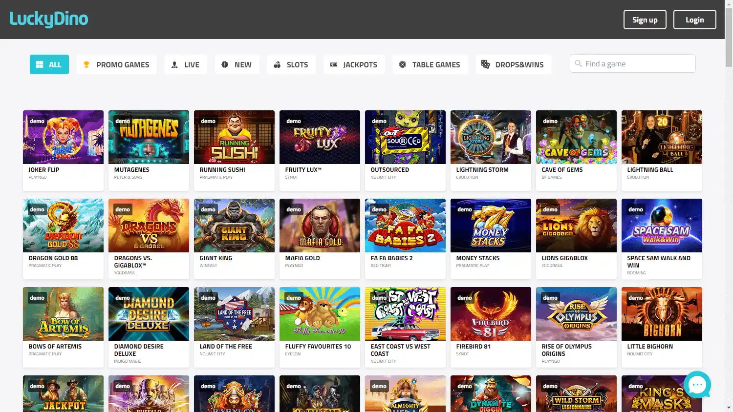 LuckyDino Casino screenshot 2