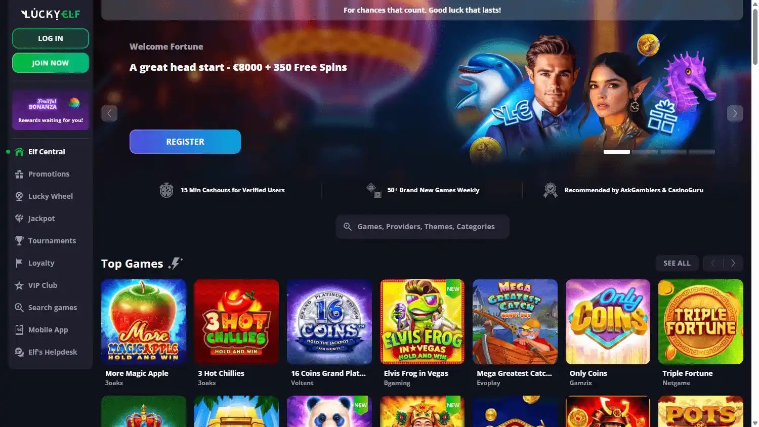 LuckyElf Casino screenshot 1