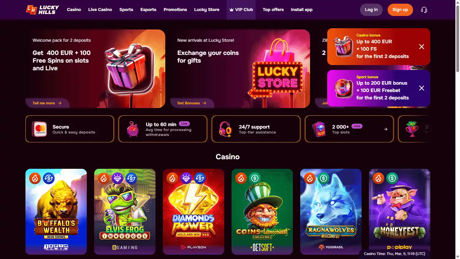 LuckyHills Casino screenshot 1
