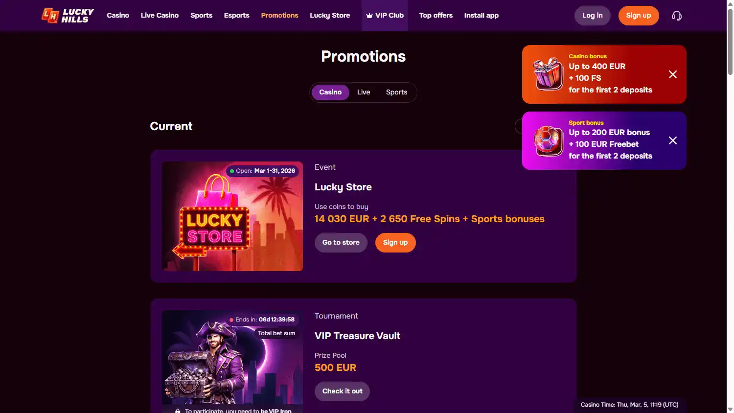 LuckyHills Casino screenshot 3