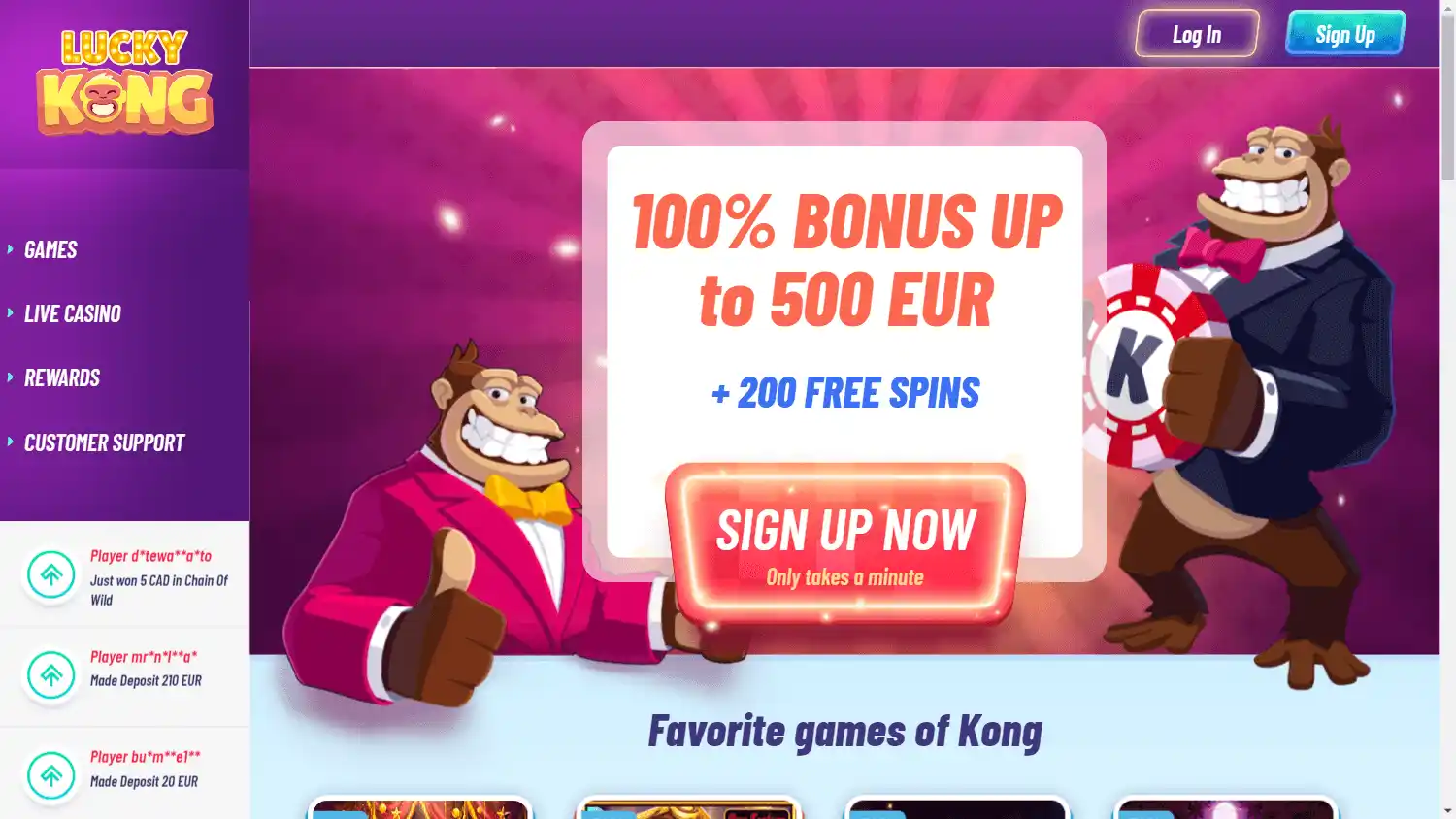 LuckyKong Casino screenshot 1