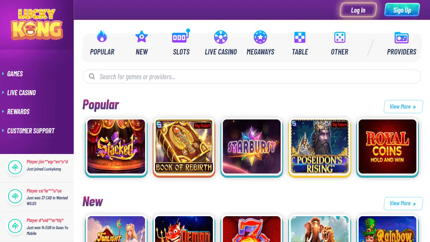 LuckyKong Casino screenshot 2