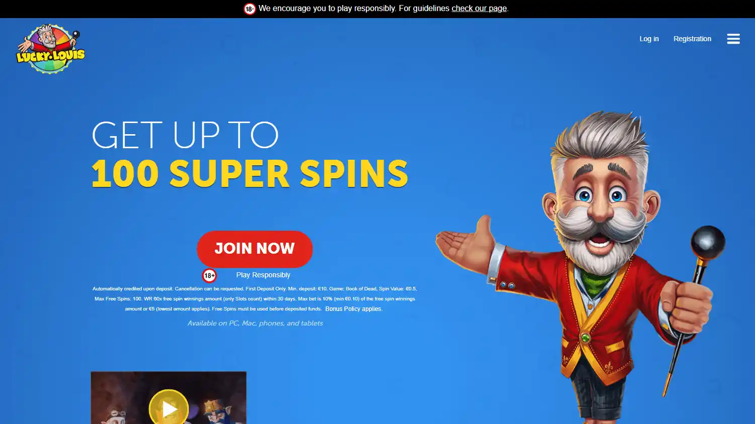 LuckyLouis Casino UK screenshot 1